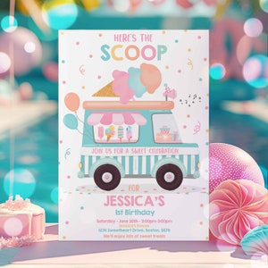 Editable Ice Cream Truck Birthday Invitation Ice Cream Birthday Invitation Ice Cream Party Ice Cream Truck Party Instant Download PT