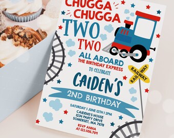 Editable Chugga Chugga Two Two Train Birthday Party Invitation Chugga Chugga Choo Choo Party Two Two Train Party Invite Instant Download TC
