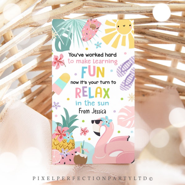 Teacher Appreciation Gift Tag Your Turn To Relax In The Sun Teacher Tag End of School Year Teachers Appreciation Week Instant Download FH