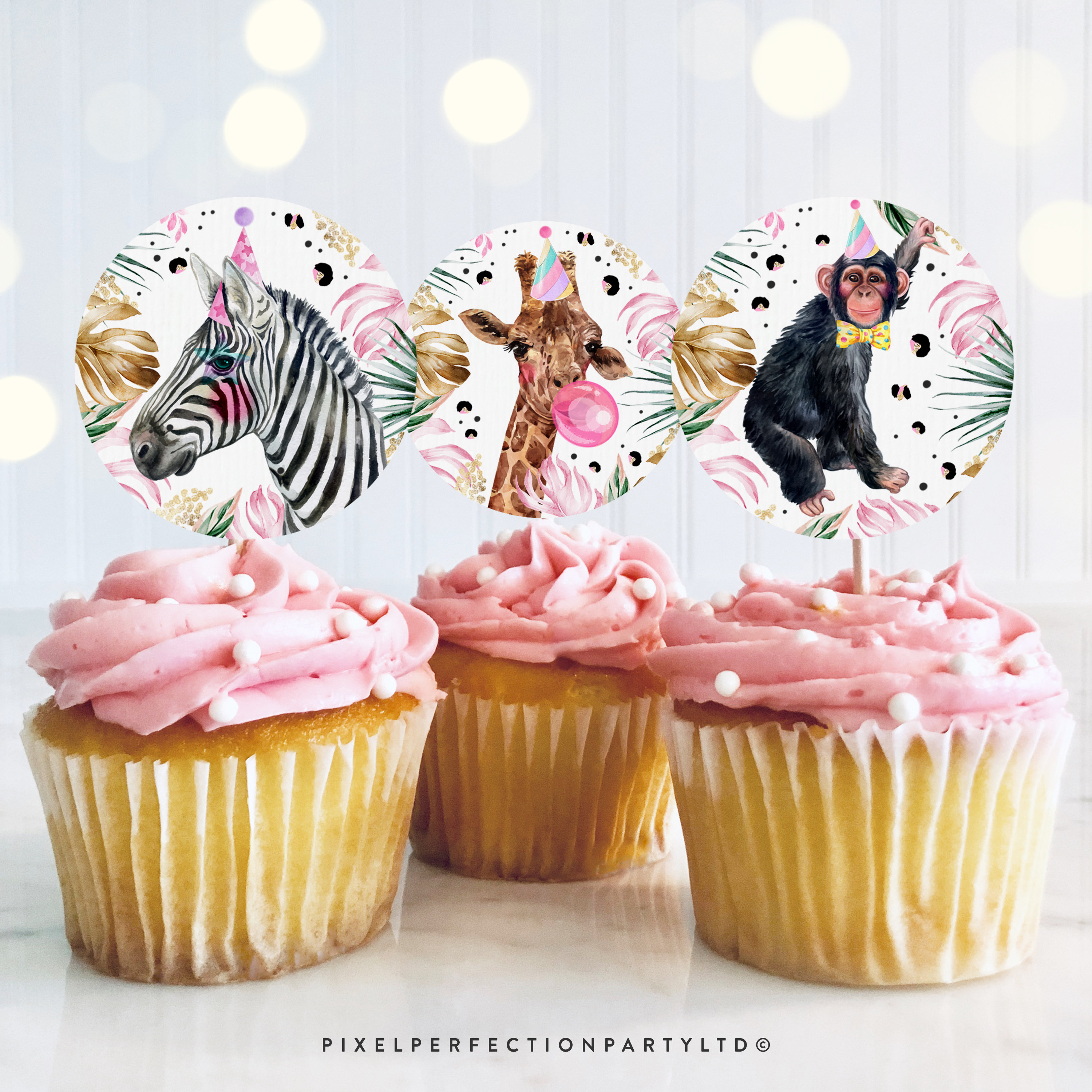 32x Zoológico Salvaje Granja Animales Adornos De Cupcake Oblea