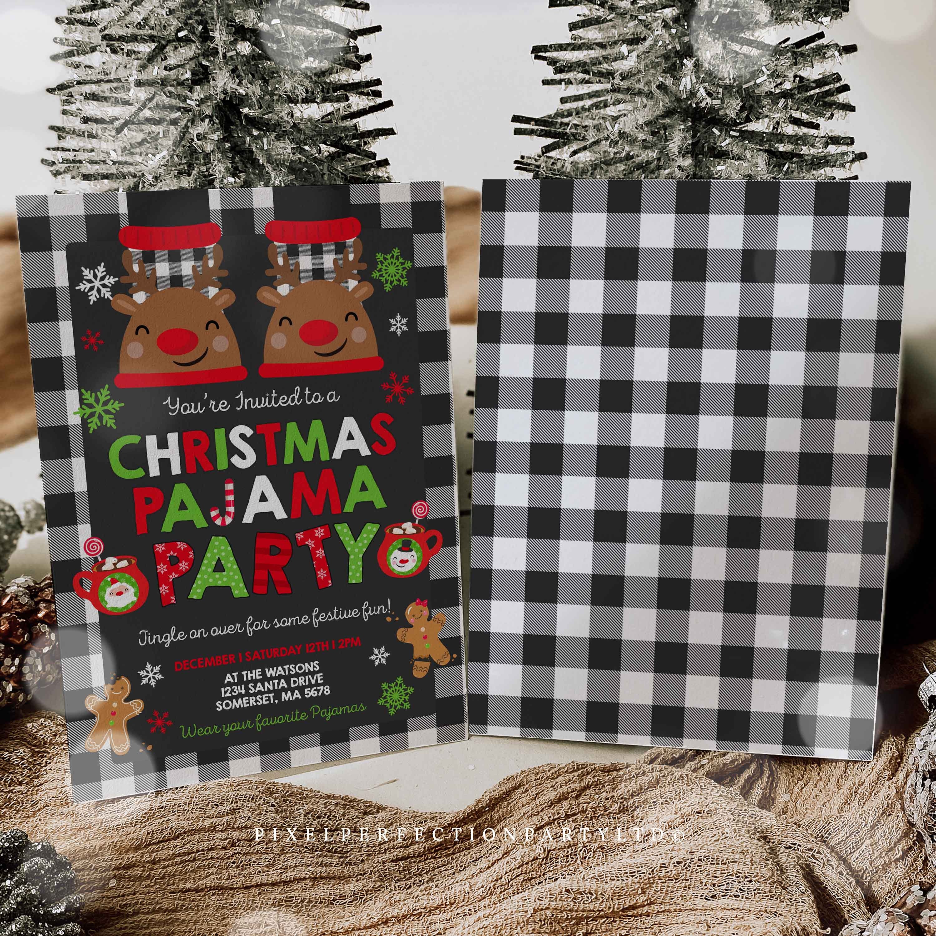 Christmas Pajama Party Invitation Christmas Pajama Party