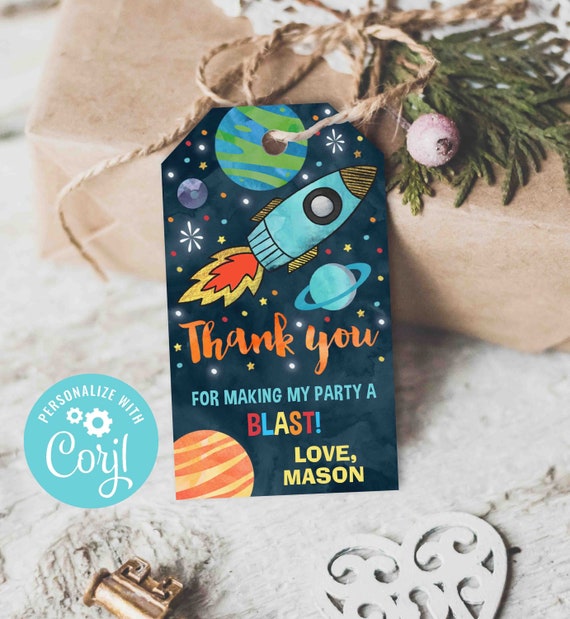 Outer Space Favor Tags Space Party Thank You Tags Boy Outer Space Party Gift Tags Rocket Ship Space Party Instant Download Editable K2 Il_570xn