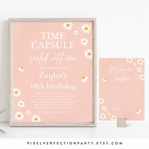 Daisy Birthday Party Time Capsule + Note Card Little Miss One-derful Birthday Party Bohemian Daisy Hippy Birthday Decor Instant Download BD