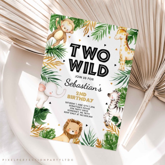 Jungle 2nd Birthday Invitations en Español - Dos - Digital or Printed