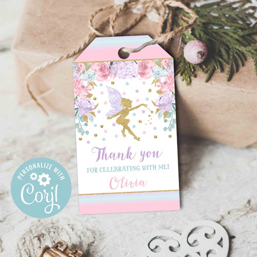 Fairy Thank You Tag Printable Fairy Favor Tag Editable Favor - Etsy