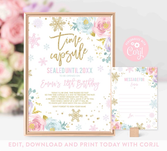 Winter ONEderland Birthday Poster Pink And Gold Winter ONEderland 1st Birthday Milestone Poster Instant Download Editable File Corjl 1K
