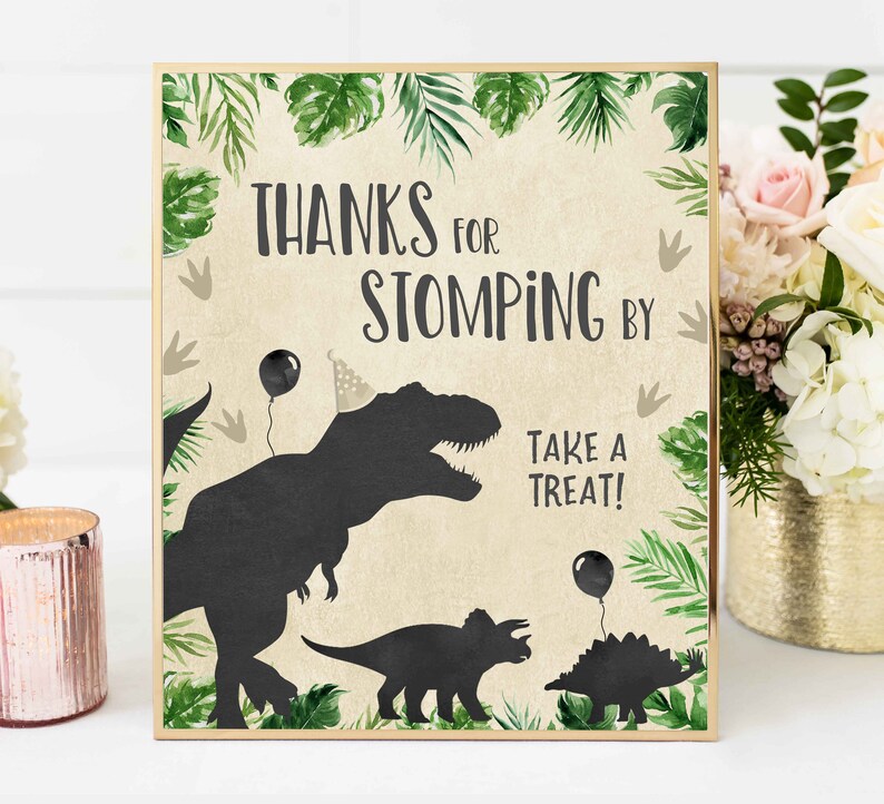 Thanks For Stomping By Sign Dinosaur Thank You Table Sign | Etsy