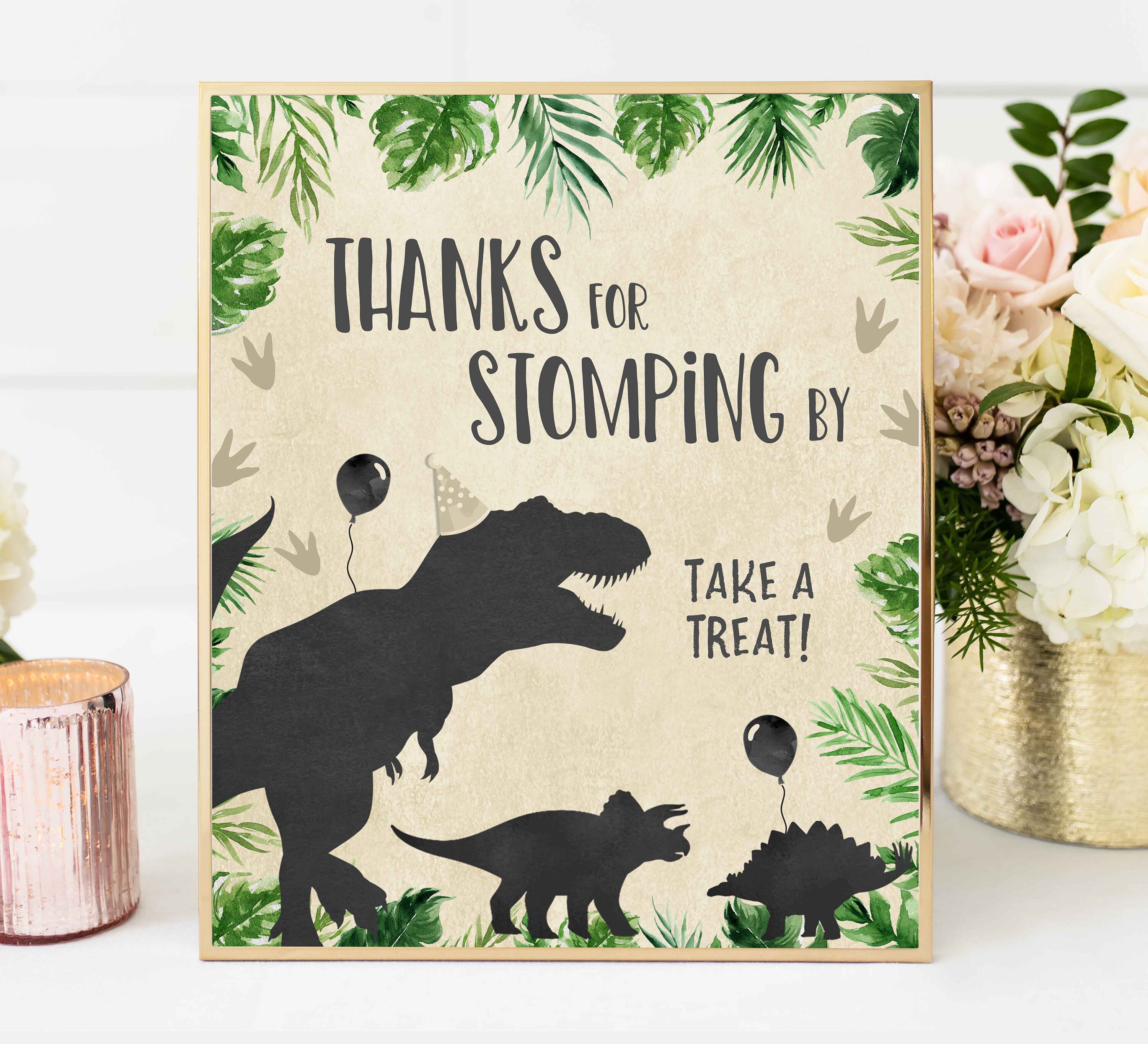 Thanks For Stomping By Sign Dinosaur Thank You Table Sign | Etsy