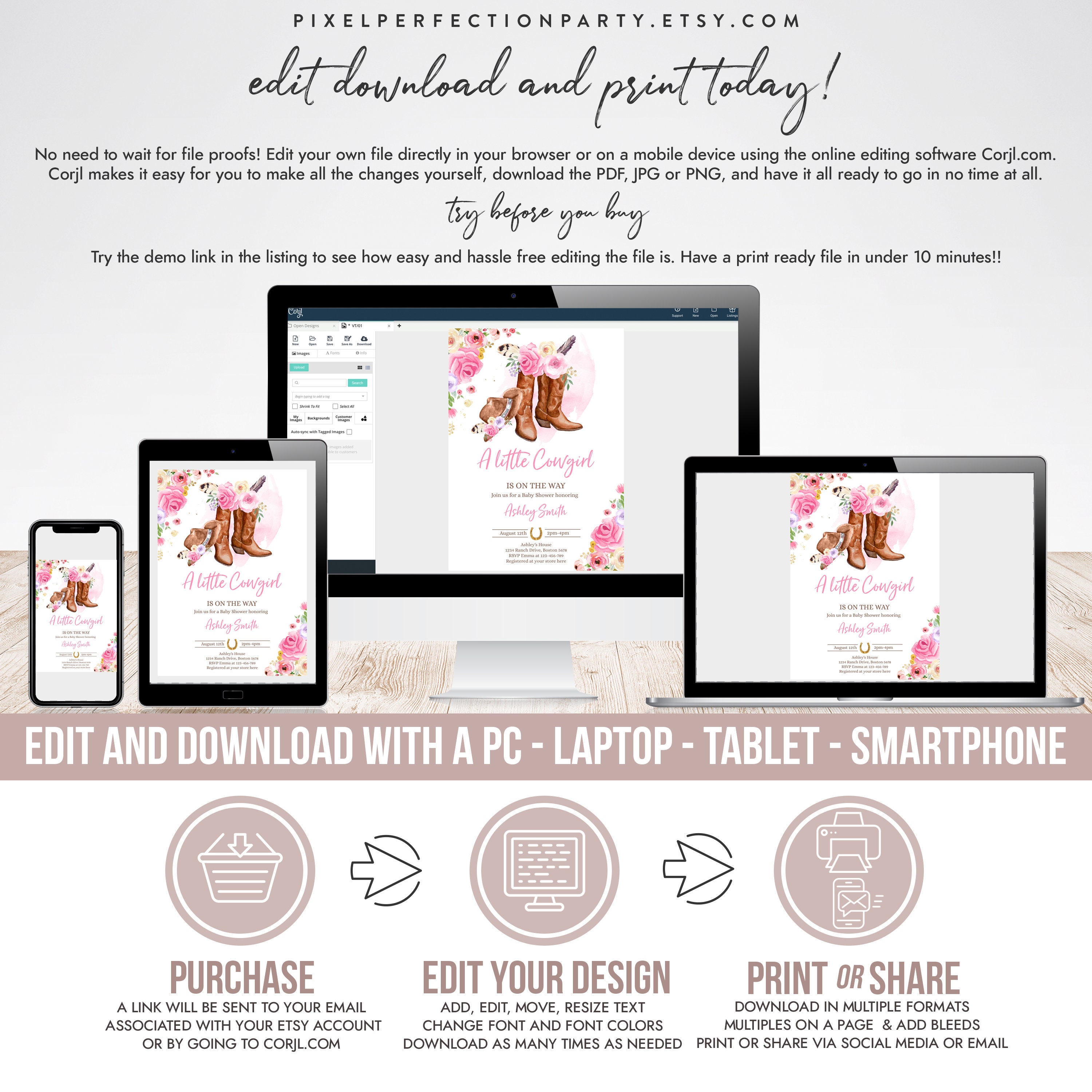 Free Printable Cowgirl Baby Shower Invitations