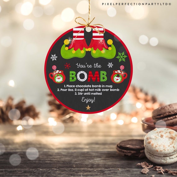 Hot Chocolate Bomb Tag Christmas Hot Chocolate Bomb Tag Hot Cocoa Tag Winter Hot Chocolate You're The Bomb Printable Tag Instant Download YC Il_570xn