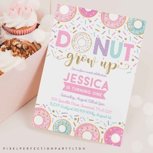 Donut Grow Up Birthday Invitation Donut Grown Up Invitation Donut 1st Birthday Party Invitation Instant Download Editable File Corjl 9H