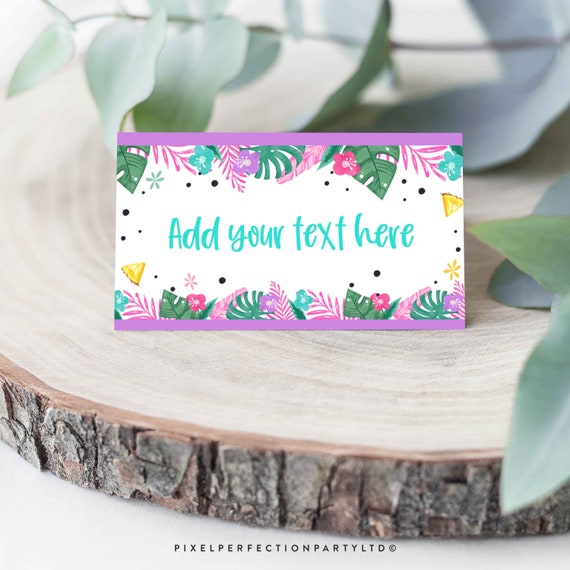Editable Hawaiian Luau Folded Food Labels Pineapple Fold Over Buffet Cards Hawaiian Pineapple Luau Pool Birthday Party Instant download HX Il_570xn