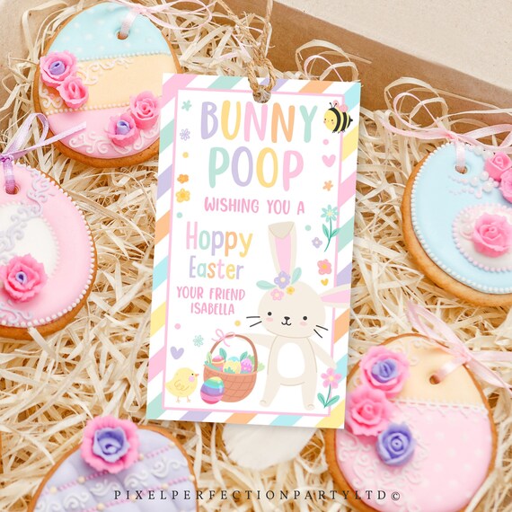 Editable Easter Bunny Poop Gift Tag Easter Treat Candy Tag Easter