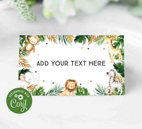 Baby shower PLACE CARDS or FOOD TENTS editable printable with green al –  Studio 118