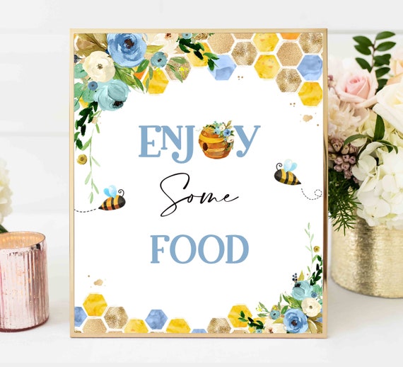 Enjoy Some Food Sign Bumble Bee Table Sign Food Station Honey Bee Baby Shower Party Decorations Bee Babee Shower Instant Download Sign BH Il_570xn