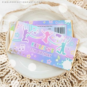 Editable Jump Birthday Party Candy Bar Wrapper Tie Dye Jump Birthday Party Glow Jump Trampoline Party Let&#39;s Jump Instant Editable File OU