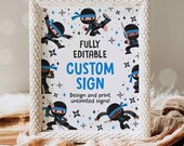 Editable Ninja Birthday Party Custom Sign Karate Birthday Editable Sign Warrior Birthday Party Martial Arts Ninja Party Instant Download CR4 Il_170x135