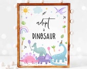 Dinosaur Adopt A Dinosaur Birthday Party Sign Adopt a Dino Sign Pastel Dinosaur Jurassic T-Rex Sign Dinosaur Party Decor Instant Download CD Il_170x135