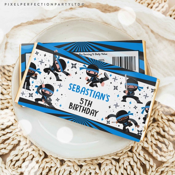 Editable Ninja Birthday Party Candy Bar Wrappers Karate Birthday Favors
