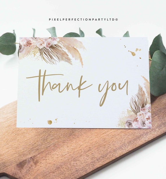 Editable Pampas Grass Baby Shower Fold Over Thank You Card Boho Shower Tropical Desert Folded Thank You Card Favors Instant Download PG Il_570xn