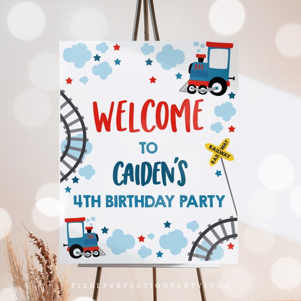 Choo Choo Train Birthday Party Welcome Sign Train Birthday Party Chugga Chugga Train Welcome Sign Train Party Instant Editable Download TC