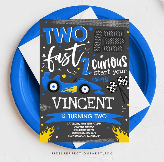 Editable Two Fast Birthday Invitation Two Fast Race Car 2nd Birthday