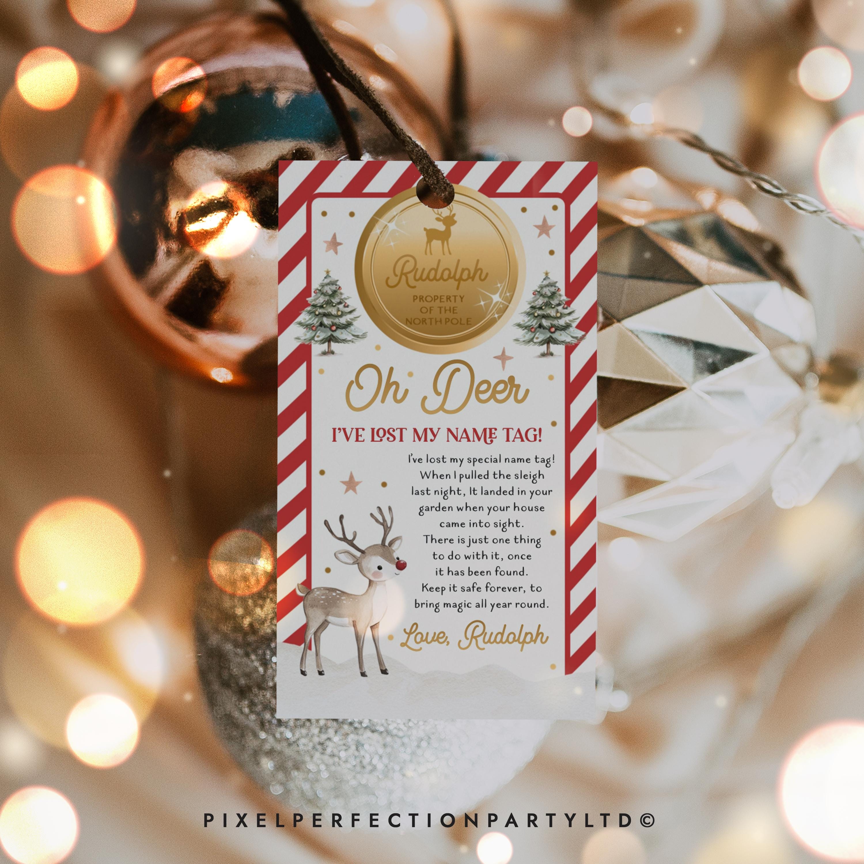 Lost Tag. Sign EDITABLE Rudolph's Lost Name Tag Printable Christmas Eve Tradition ...