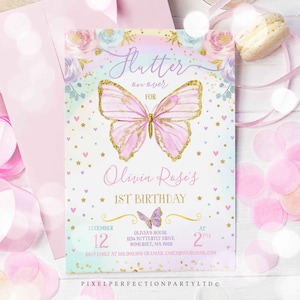 Butterfly Birthday Invitation Butterfly Invitation Whimsical Floral Butterfly Floral Butterfly Garden Instant Download Editable File BB image 2