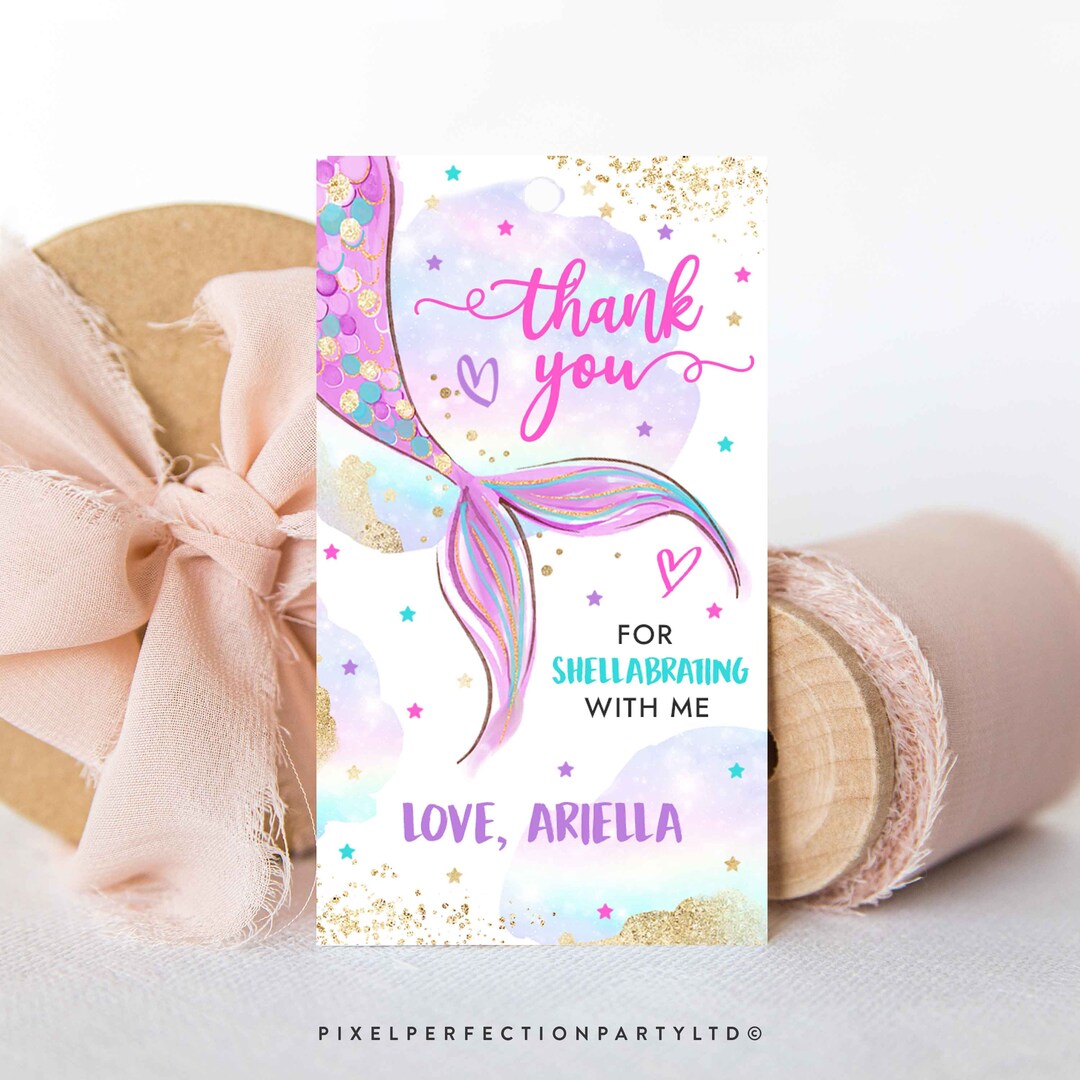Editable Mermaid Birthday Favor Tag Mermaid Gift Tag Whimsical Mermaid ...