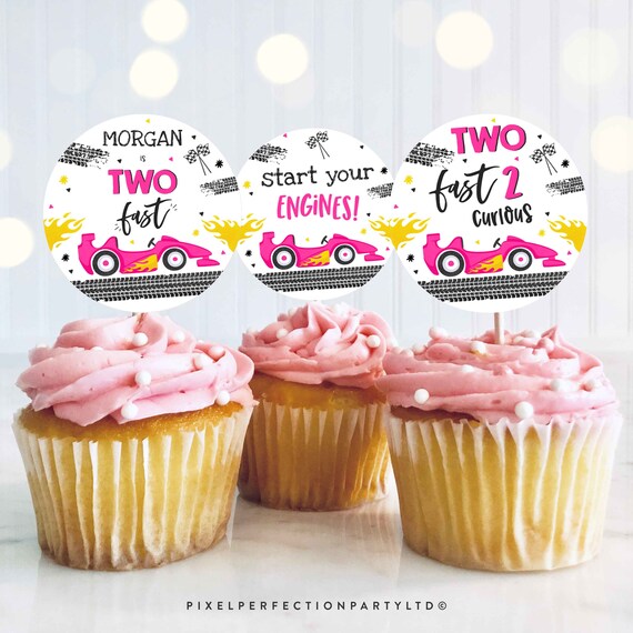 Editable Two Fast Cupcake Toppers Race Car Party Favor s Etsy 日本