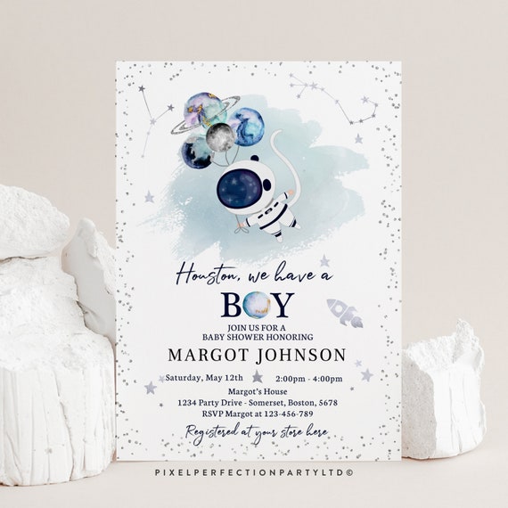 Editable Space Baby Shower Invitation Houston We Have A Boy Outer Space Baby Shower Invite Galaxy Astronaut Solar System Instant Download LM Il_570xn