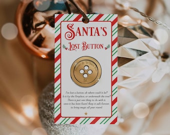 EDITABLE Santa's Lost Button Tag Father Christmas Lost Button Tag Christmas Eve Tradition Santa Button Christmas Eve Box Instant Download LE