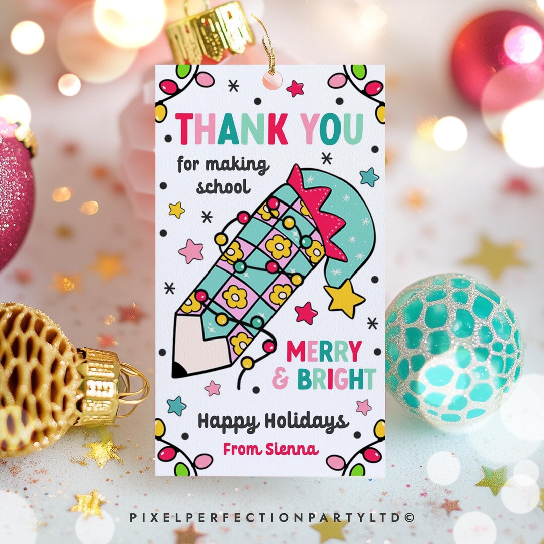 Editable Merry and Bright Christmas Gift Tag Teacher Thank You ...
