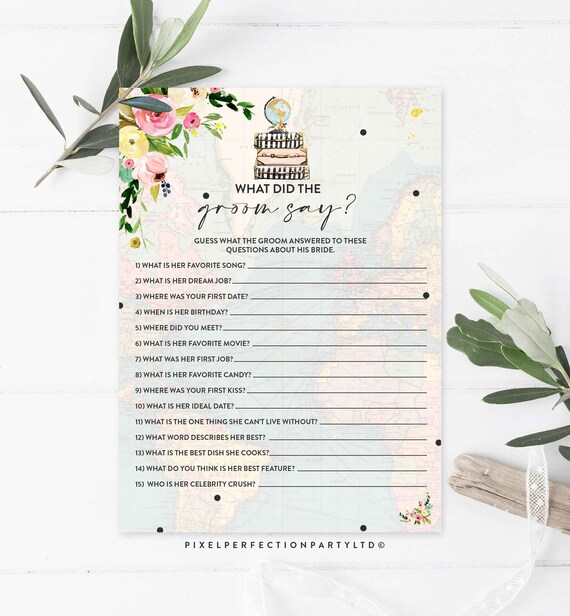 Travel Bridal Shower What Did The Groom Say Game Bridal Shower Game Traveling From Miss To Mrs Activities Bridal Shower Instant download MM Il_570xn