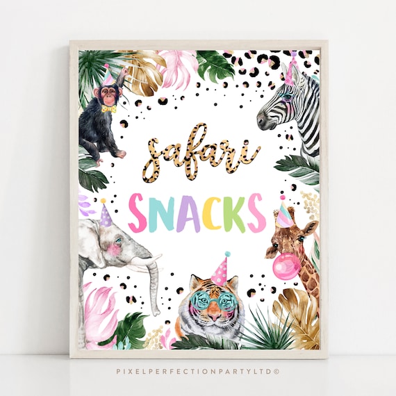 Safari Snacks Safari Animals Birthday Sign Snack Table Sign Wild One ...