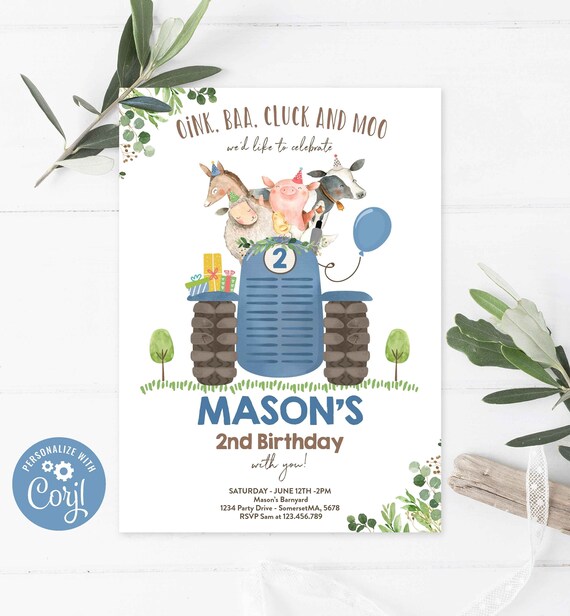 Editable Farm Birthday Invitation Boy Farm Animals Birthday Invitation Boy Barnyard Birthday Party Petting Zoo Party Instant Download BY Il_570xn