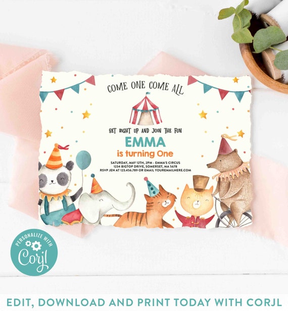Editable Circus Invitation Carnival Invitation Circus Carnival Birthday Party Girl Circus Birthday Party Instant Editable File Corjl CW Il_570xn