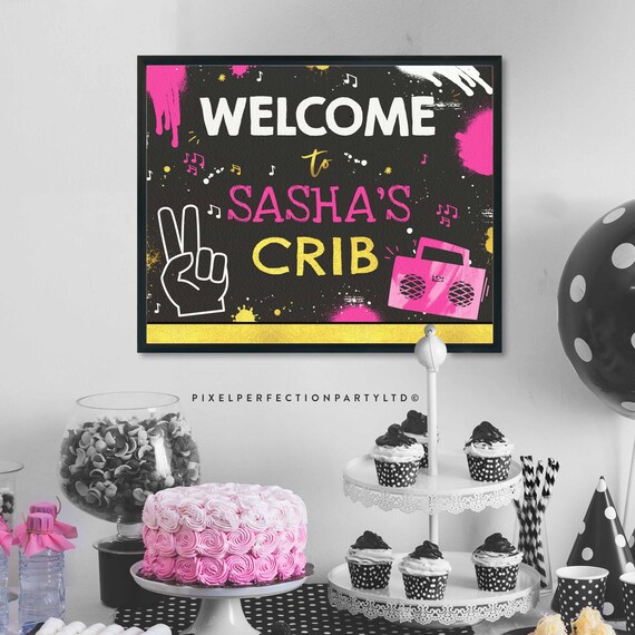 Editable Girl Two Legit To Quit Birthday Welcome Sign Pink Girl Hip Hop Party Two Legit To Quit Birthday Party Instant Download Editable TL Il_570xn