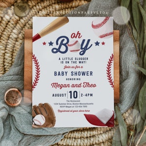 Editable Baseball Baby Shower Invitation Sports Baby Shower Invitation Baseball Little Slugger On The Way Baby Shower Instant Download AQQ