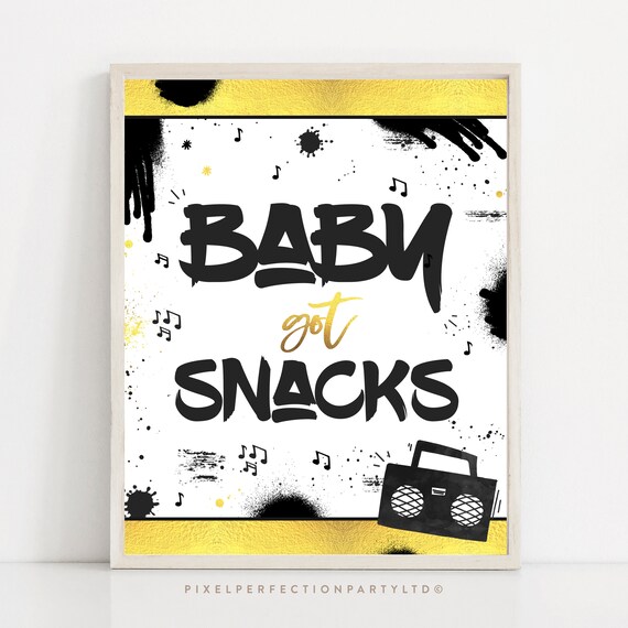 90s Hip Hop Birthday Party Sign Baby Got Snacks Party Sign Rap Birthday Two Legit To Quit Party Notorious One Birthday Instant Download TL Il_570xn