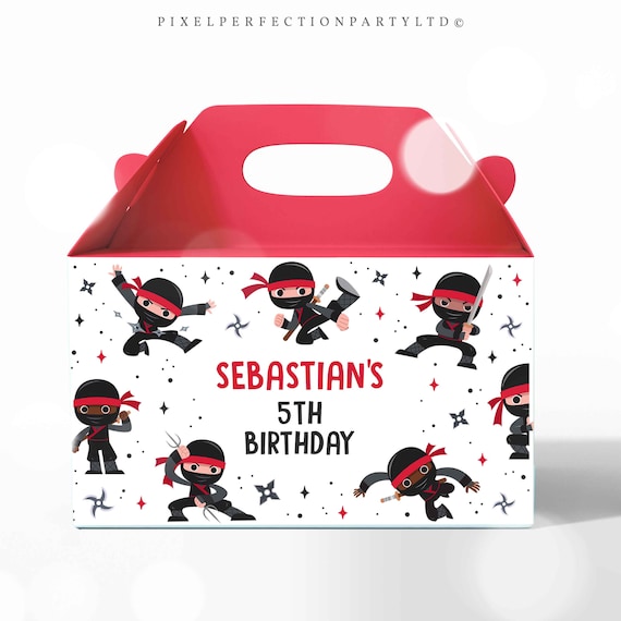 Editable Ninja Birthday Party Gable Box Labels Karate Birthday Gable