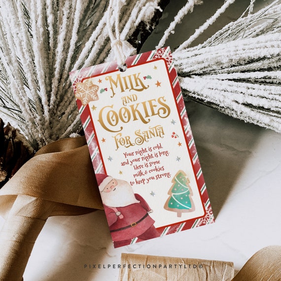 EDITABLE Milk And Cookie For Santa Claus Tag Cookies For Santa Tag Milk
