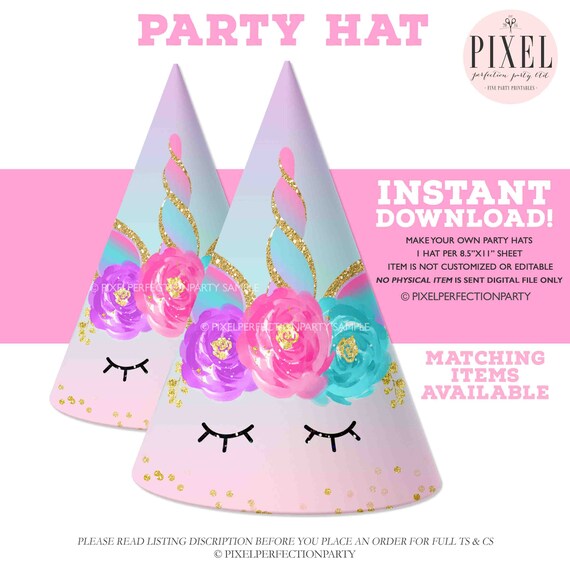 unicorn party hat printable unicorn party hat magical unicorn party hat unicorn birthday hat
