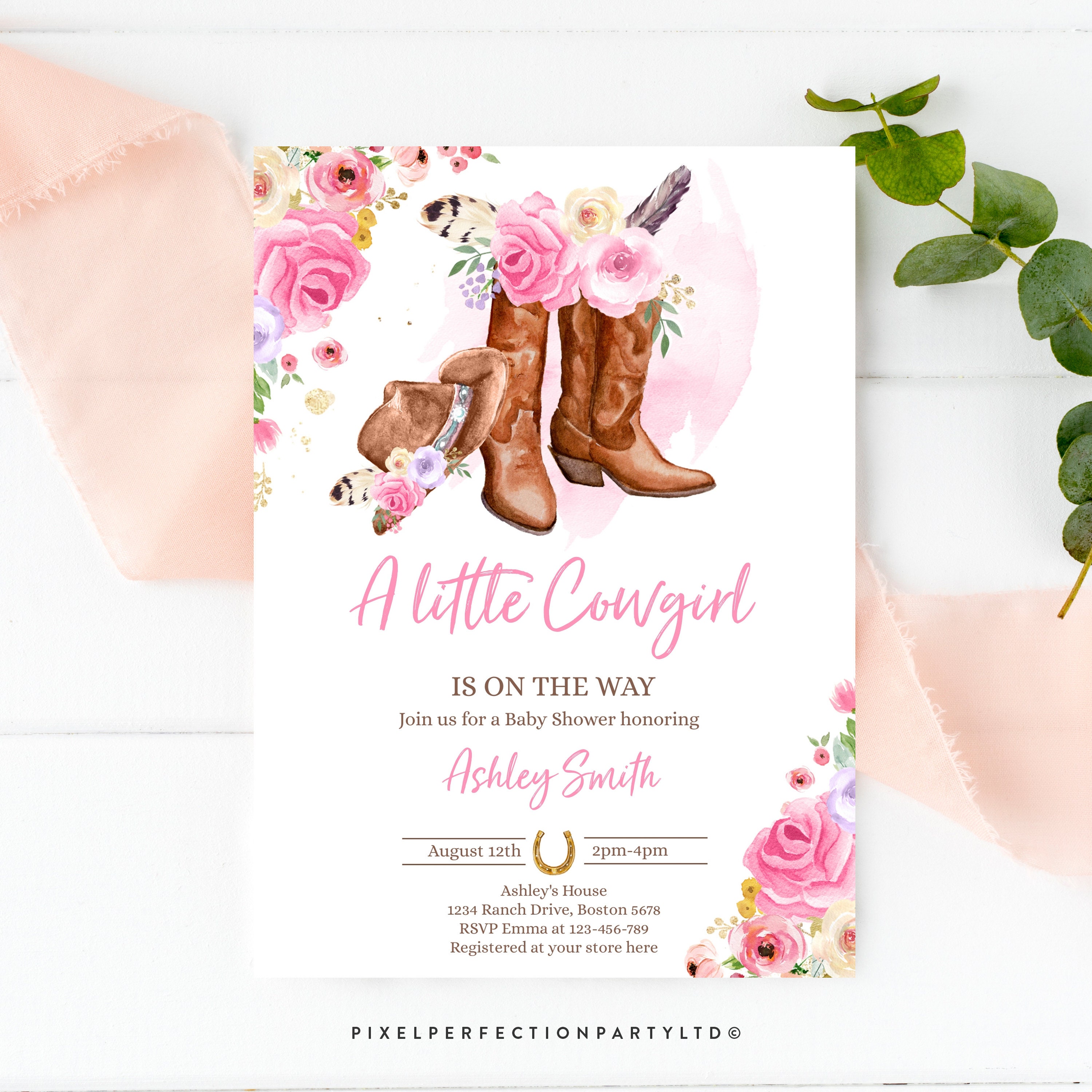 Editable Cowgirl Baby Shower Invitation Country Western Rustic Etsy Ireland