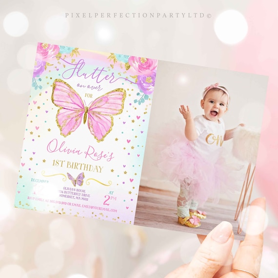 Butterfly Birthday Invitation Butterfly Invitation Whimsical.