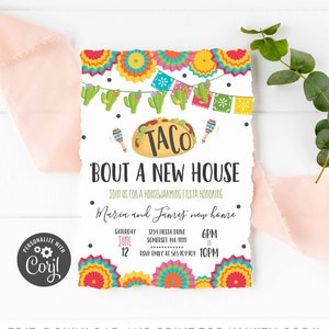 Editable Taco Bout A New House Housewarming Party Invitation Fiesta New Home Cactus Mexican Digital Download Corjl Template Printable 0045 Editable Taco Bout A New House Housewarming Party Invitation Fiesta New Home Cactus Mexican Digital Download Corjl Template Printable 0045
