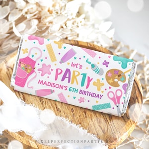 Editable Art Birthday Party Candy Bar Label Painting Party Birthday Pink Arts & Crafts Party Gift Labels Tags Favors Instant Download 9O