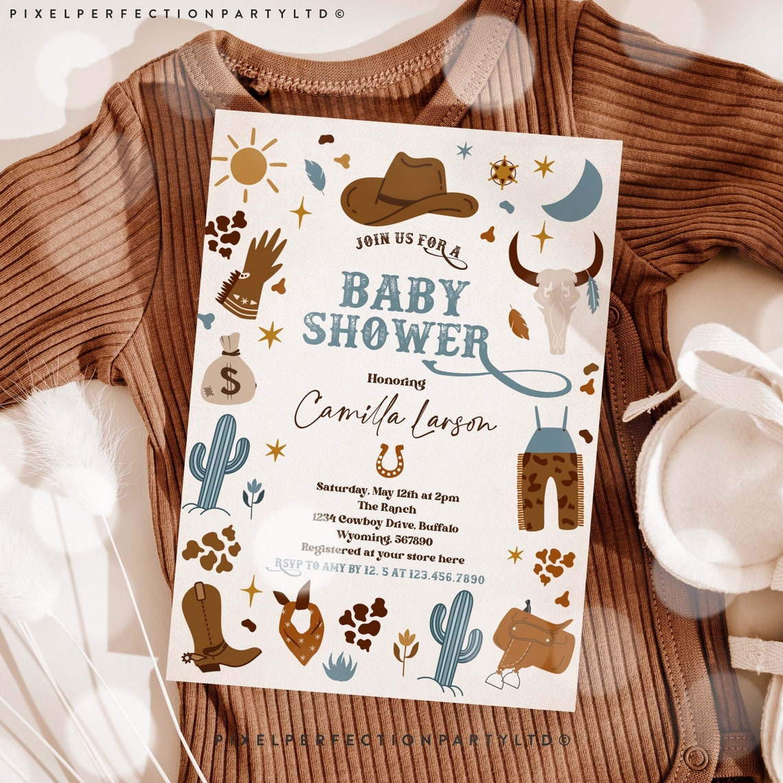 Editable Cowboy Baby Shower Invitation Wild West Cowboy Baby Etsy