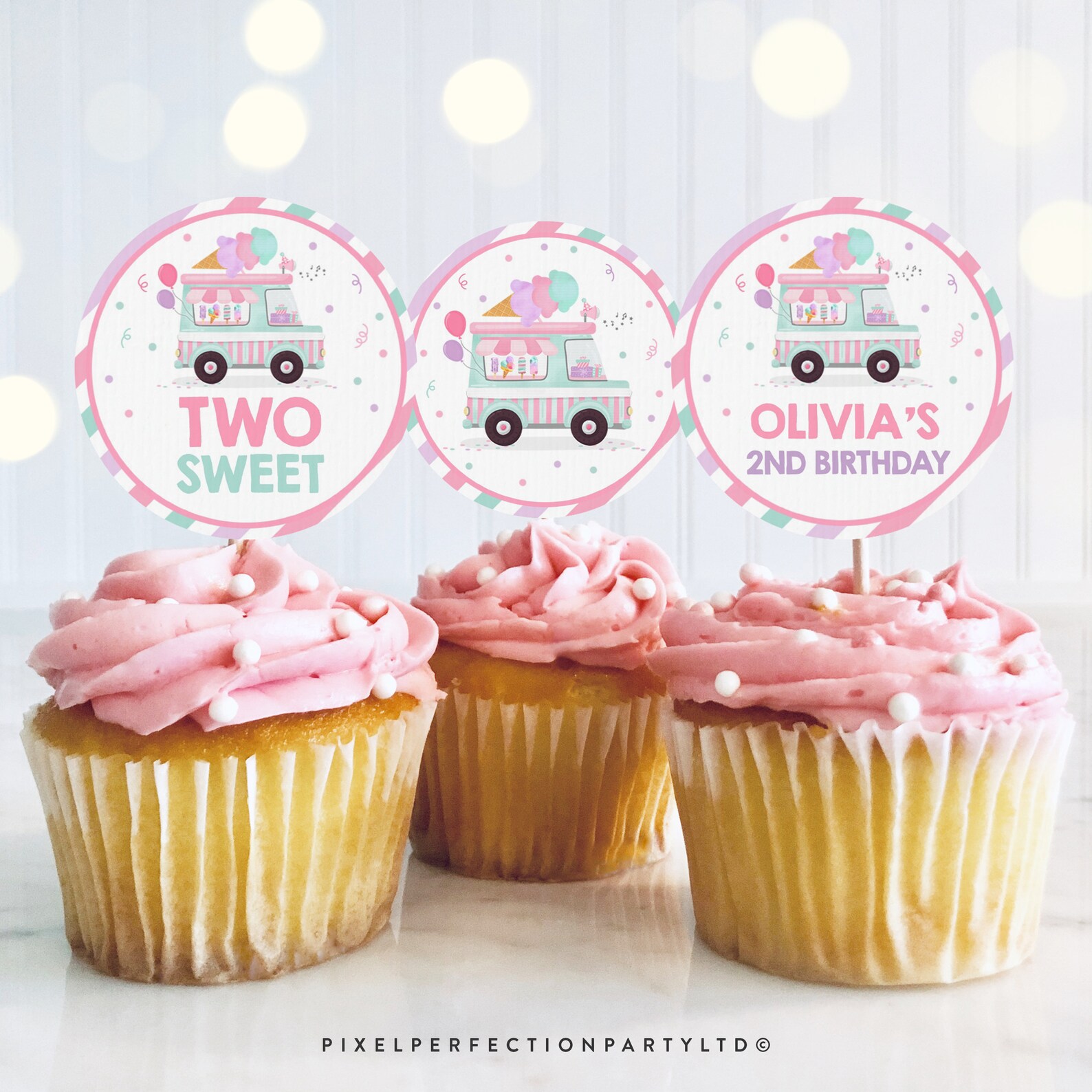 Editable Ice Cream Truck Cupcake Toppers Ice Cream Party Etsy UK