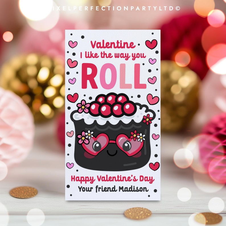 Editable Sushi Valentine's Day Gift Tag I Like the Way You Roll Sushi ...